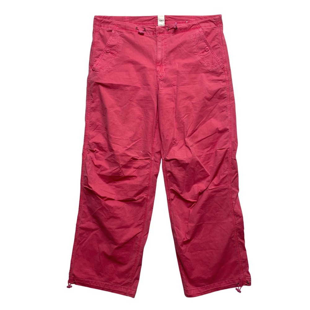 American Eagle Pants Womens Large Pink Stretch Straight Leg Drawstring Utility